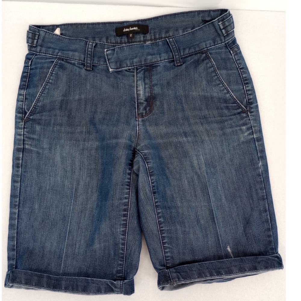 Daisy Fuentes Denim Shorts Women Size 2 Blue Cuffed Bermuda Trouser Style